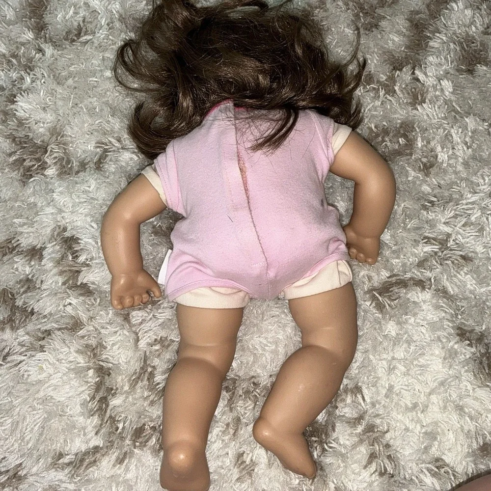 American Girl Bitty Baby Brunette Toddler Twin One Doll Vintage Pink Onsie
